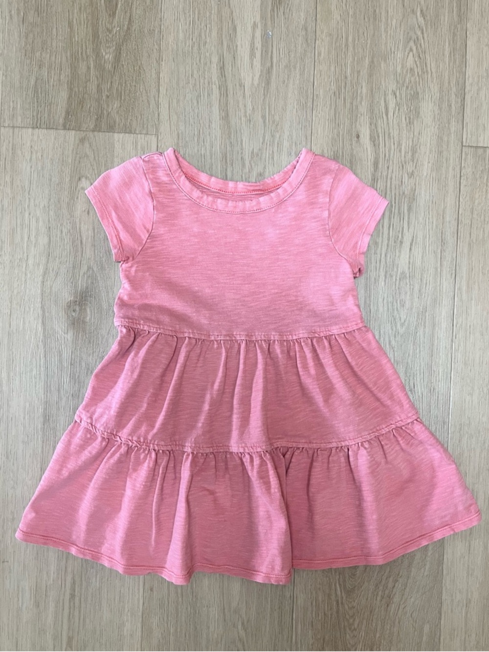 Cat & Jack Coral Pink Tiered Short Sleeve Dress